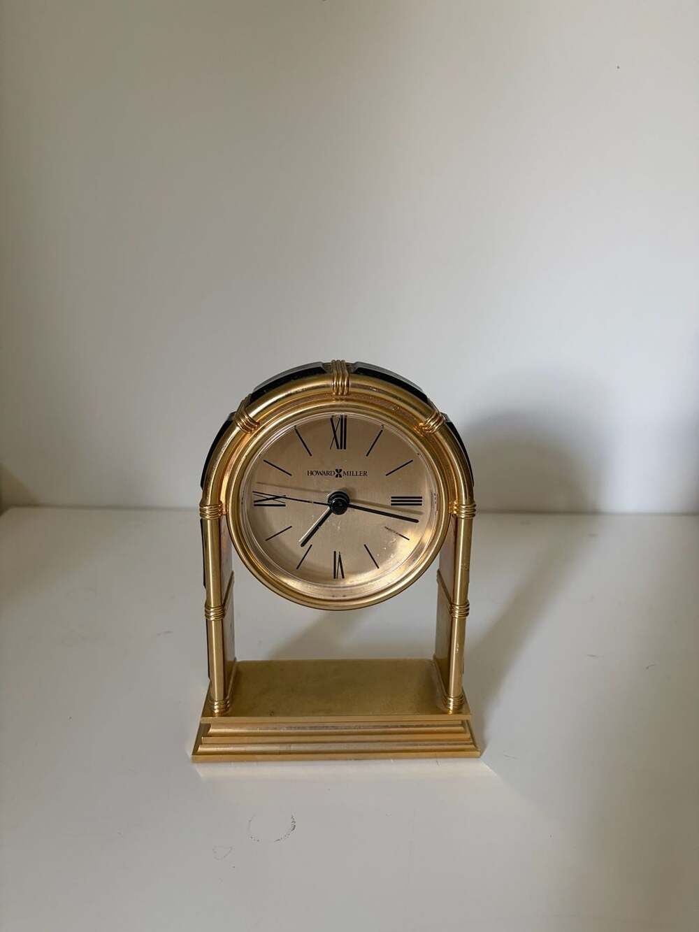 Howard Miller Quartz Desk Clock Gold and Green Crystal